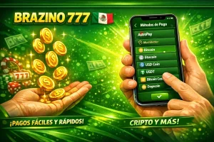Brazino 777 métodos de pago con AstroPay, MuchBetter, Bitcoin, Litecoin, USDT y otras criptomonedas en smartphone